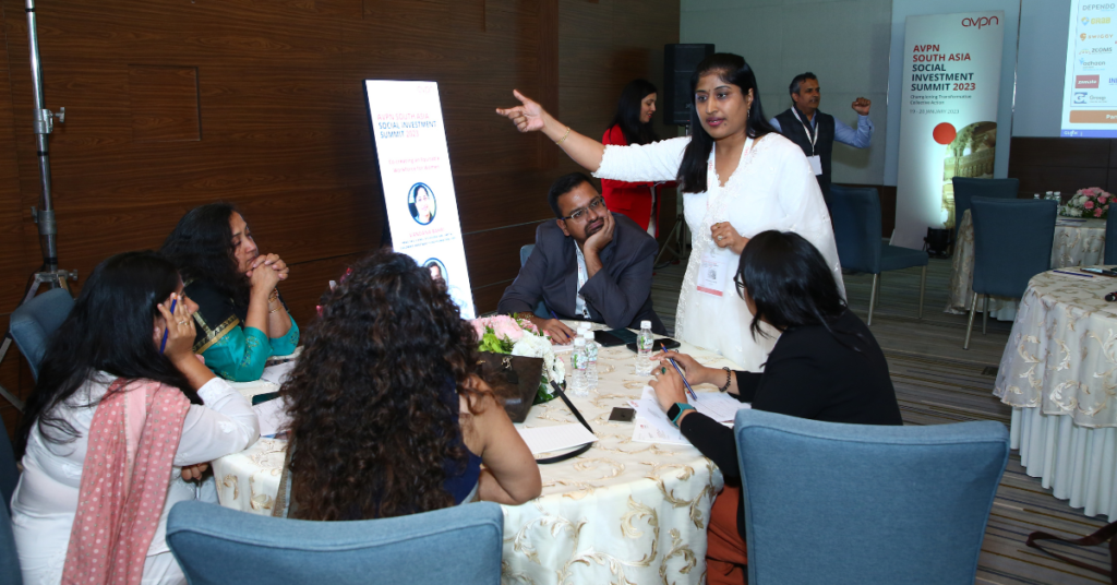 Delegates engaging in the problem statement of the GLOW program at the AVPN South Asia Social Investment Summit