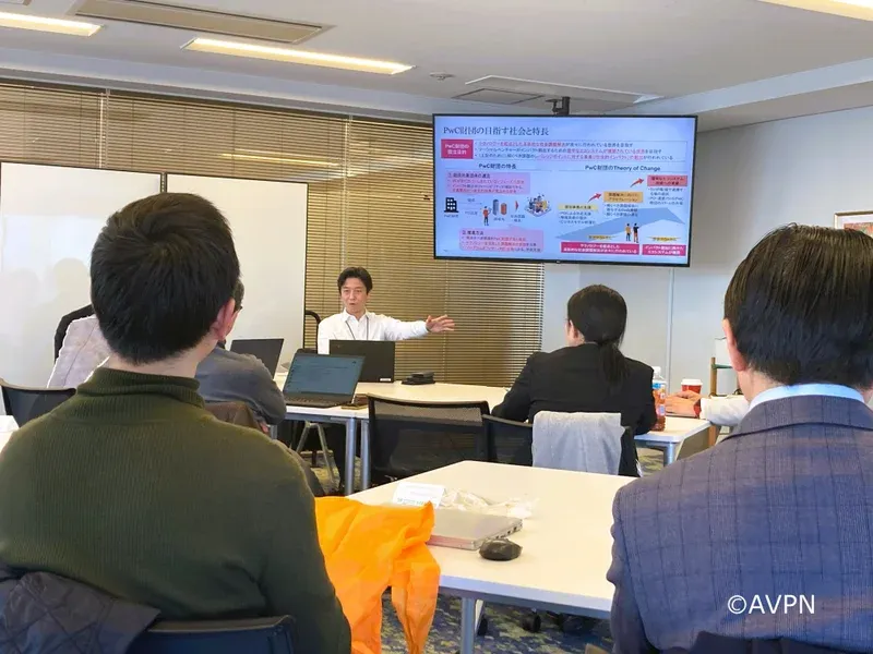 Mr. Hyuga explaining Society and Characteristics of the PwC Foundation